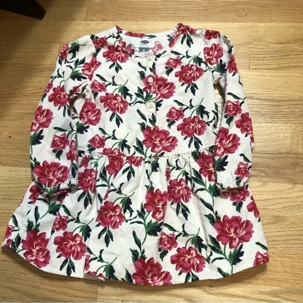 Sz 4 Top Bundle Gap Denim Blue Button Down Old Navy Floral Tunic Pink Shirt Lot